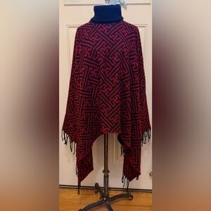 Red and Black Geometric Poncho
